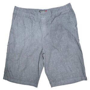 Quiksilver Men's Gray Striped Casual Shorts 36 with zipper pockets